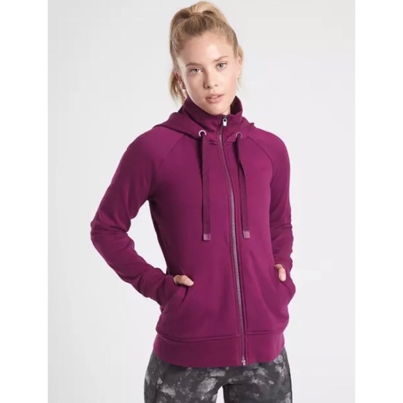 Athleta Tops - Athleta Triumph Hoodie Sweatshirt Jacket Velvet Plum Sz XS